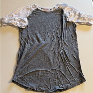 LuLaRoe Charcoal and White Long Sleeve Tee
